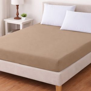 Luxusní napínací mako-jersey prostěradlo s lycrou DELUXE Collection 180x200cm / 30cm elastické, kávové