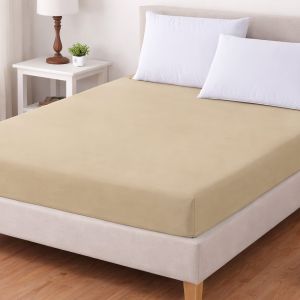 Luxusní napínací mako-jersey prostěradlo s lycrou DELUXE Collection 180x200cm / 30cm elastické, smetanové