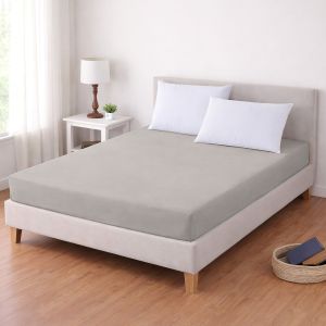 Luxusní napínací mako-jersey prostěradlo s lycrou DELUXE Collection 180x200cm / 30cm elastické, světle šedé