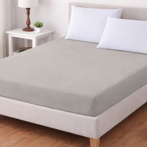 Luxusní napínací mako-jersey prostěradlo s lycrou DELUXE Collection 90x200cm / 30cm elastické, světle šedé