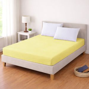Luxusní napínací mako-jersey prostěradlo s lycrou DELUXE Collection 180x200cm / 30cm elastické, světle žluté