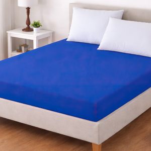 Luxusní napínací mako-jersey prostěradlo s lycrou DELUXE Collection 180x200cm / 30cm elastické, tmavě modré