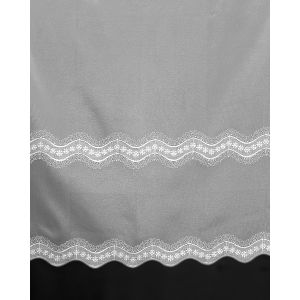 Organzová záclona 655/601 vyšívaná vlnka s květy, s bordurou, bílá (více výšek, v metráži)