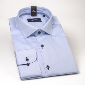 Pánská košile MMER bavlněná, jednobarevná světle modrá 202DRA/B, dlouhý rukáv, (regular + slim fit)