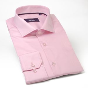 Pánská košile MMER bavlněná, růžová jednobarevná 009DSL/B, dlouhý rukáv, slim fit
