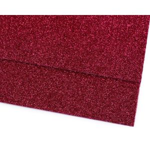 Pěnová guma Moosgummi 20x30cm, 750861 jednobarevná 20 růžová malinová, tloušťka 1,9mm, s glitry