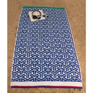 Plážová osuška JET SET GRAPHIC MODRÁ, geometrický vzor, froté, 90x170cm