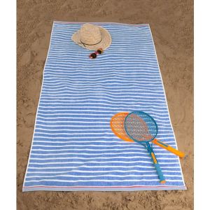 Plážová osuška MARINE MODRÁ, proužkovaná, froté, 90x170cm