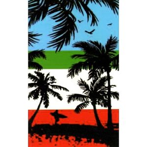 Plážová osuška MAXI TROPIC, modro-červená froté, 90x180cm