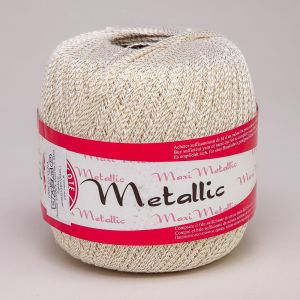 Pletací / háčkovací příze Madame Tricote paris MAXI METALLIC 2003 bílá, zlatý lurex, 100g/565m