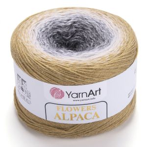 Pletací / háčkovací příze YarnArt FLOWERS ALPACA 411 hořčicovo-šedo-černá, melírovaná (duhová), 250g/940m