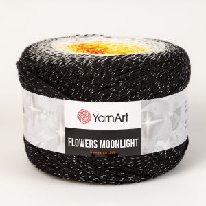 Pletací / háčkovací příze YarnArt FLOWERS MOONLIGHT 3259 žluto-černá, melírovaná (duhová), metalické vlákno, 260g/1000m
