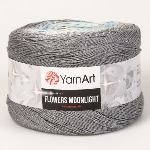Pletací / háčkovací příze YarnArt FLOWERS MOONLIGHT 3268 modro-béžovo-šedá, melírovaná (duhová), metalické vlákno, 260g/1000m