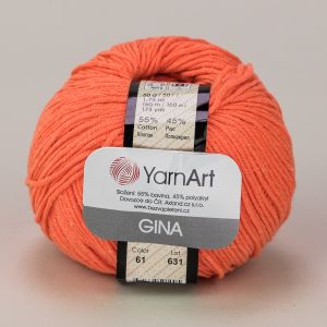 Pletací / háčkovací příze YarnArt GINA / JEANS 61  neonově oranžová, jednobarevná, 50g/160m