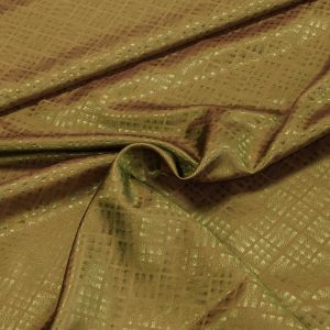 Podšívka viskózová / acetát JAQUARD, zeleno-žlutá vzorovaná, š.140cm (látka v metráži)