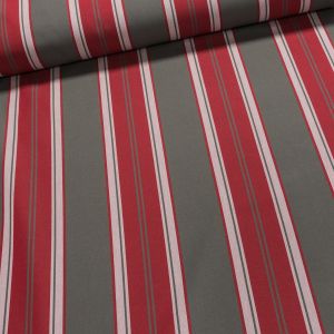 Potahové akrylové plátno (dralon, teflon) na zahradní nábytek, pruhy červeno-šedé, š.140cm (látka v metráži)