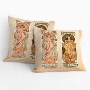 Polštářek ALFONS MUCHA MOET, béžový, 40x40cm