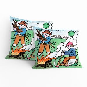 Dětský polštářek JOSEF LADA PASÁCI, zelený, 40x40cm