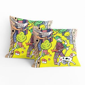 Dětský polštářek JOSEF LADA ŽEŽULIČKO, KDE JSI BYLA, žluto-zelený, 40x40cm