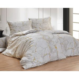 Povlečení Matějovský EMERLIS WHITE, mramorový vzor, krémové, bavlněný satén, digitál (více rozměrů)
