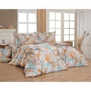 Povlečení Matějovský LUNARIS, květinový vzor, oranžové, bavlněný satén, digitál (více rozměrů)