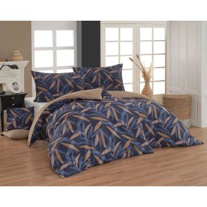 Povlečení Matějovský ORLANDO, abstraktní vzor listů, modro-hnědé (více rozměrů, materiálů)