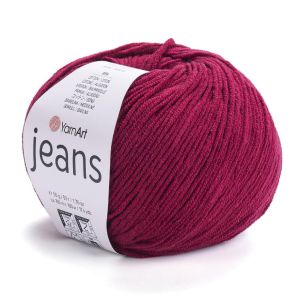 Pletací / háčkovací příze YarnArt JEANS 66  bordó, jednobarevná, 50g/160m
