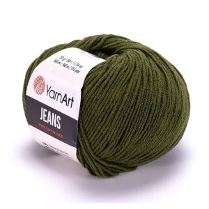 Pletací / háčkovací příze YarnArt JEANS 82 khaki, jednobarevná, 50g/160m