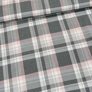 Šatovka / kostýmovka směsová 55023/7012, růžovo-šedá kostka, š.140cm (látka v metráži)