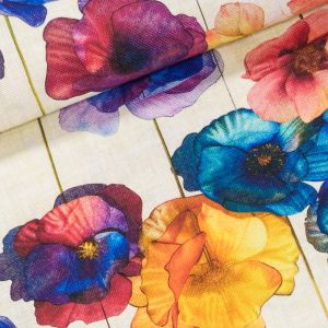 Směsové plátno 5366 DIGITÁLNÍ TISK, barevné vlčí máky, š.140cm (látka v metráži)