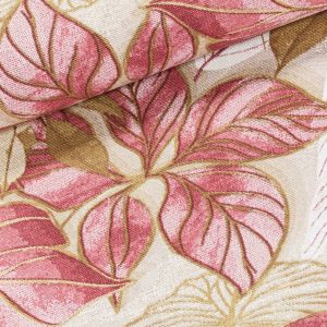 Směsové plátno MILA BORDÓ, vínové listy, š.140cm (látka v metráži)