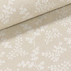 Směsové plátno REMI A 33 LINEN, žakarový vzor větviček na béžové, š.140cm (látka v metráži)