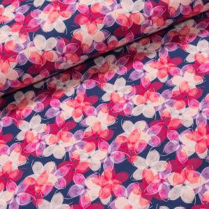 Softshell zimní 6499/2 růžové květy, 315g/m2, š.145cm (látka v metráži)