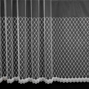 Kusová hotová tylová záclona 534/601 s řasící páskou a obšitými boky, vyšívané ornamenty, s bordurou, bílá, výška 250 cm x šířka 320 cm (na okno)