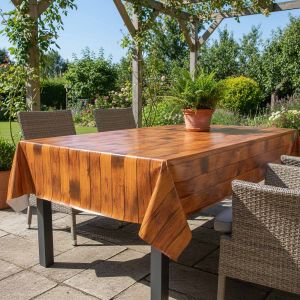 Ubrus PVC s textilním podkladem 1000-3, dřevěná prkna  hnědá, š.140cm (metráž)