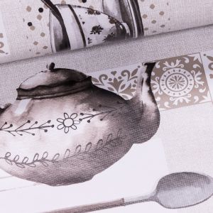 Ubrus PVC s textilním podkladem 1222-2 FANTASTIK, kuchyně šedá, š.140cm (metráž)