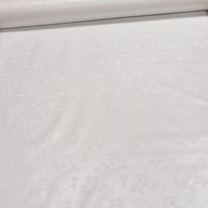 Ubrus PVC s textilním podkladem 5656003, bílý damaškový vzor listů, š.140cm (metráž)