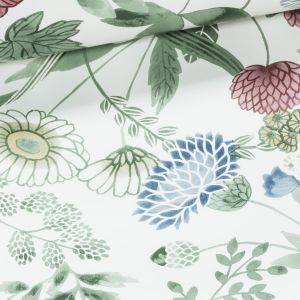 Ubrus PVC s textilním podkladem 5M3/02, jarní zahrada, vínovo-zelená, š.140cm (metráž)