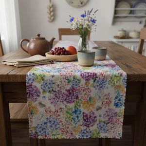 Ubrusovina / štola teflonová úprava, HORTENZIE, fialová š.38cm (metráž)