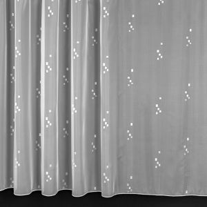 Voálová záclona J2206/03 světle šedé lesklé kostičky na bílé, s olůvkem, bílá (více výšek, v metráži)