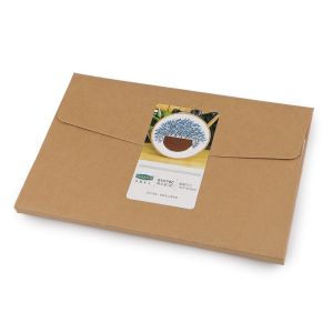 Vyšívací dárková sada s předtištěným motivem 940151/7, modré květy (předtisk, jehly a příze), 15x22cm