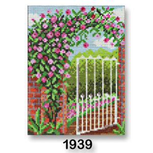Vyšívací předloha, obrázek na vyšívání 70246/1939, tajná zahrada, růžové květiny, 18x24cm