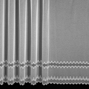 Záclona sablé V109 vyšívaná mřížka, s bordurou, bílá (více výšek, v metráži)