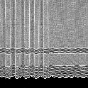 Žakárová záclona 645/601 vzorované pruhy, bordura, bílá (více výšek, v metráži)