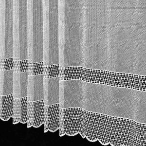 Žakárová záclona 645/601 vzorované pruhy, bordura, bílá (více výšek, v metráži)