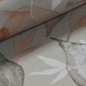 Zatemňovací / termoizolační závěs, blackout 034/055/77, oranžovo-béžové listy, šířka 140cm (látka v metráži)