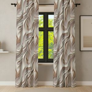 Zatemňovací / termoizolační závěs, blackout 22807/1005, hnědé vlny, šířka 150cm (látka v metráži)