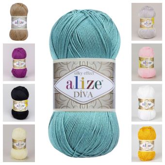 Pletací / háčkovací příze Alize DIVA jednobarevná, 100g/350m