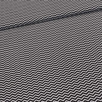Bavlněné plátno TEZY 13B ZIG ZAG černá, š.150cm (látka v metráži)