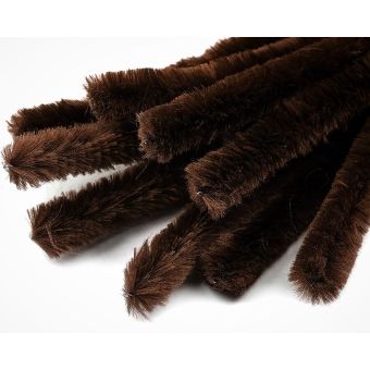 Chlupatý modelovací drát 240512/09, jednobarevná tmavě hnědá, průměr 15mm, délka 30cm, (1 balení, 10 kusů)